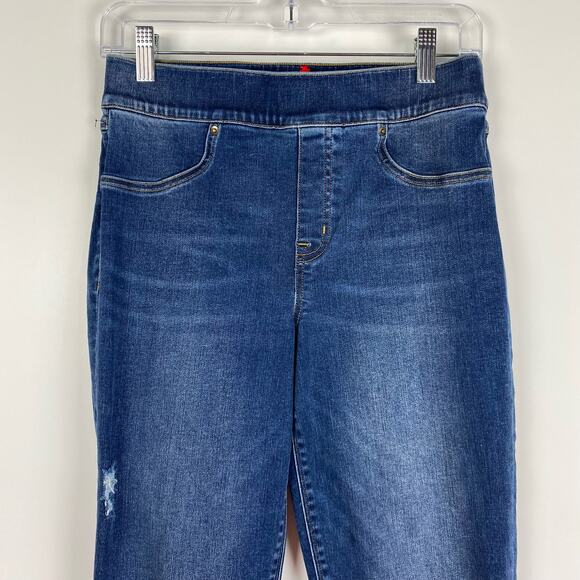 Spanx Distressed Ankle Skinny Jeans Medium Wash Womens Size Medium - Picture 4 of 12